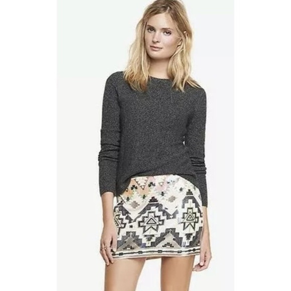 EXPRESS Mini Skirt w/ Aztec Tribal Sequin Stretch - Picture 2 of 6
